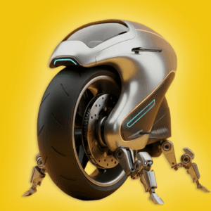 Brand image of a futuristic motorbike symbolising bots and Ai