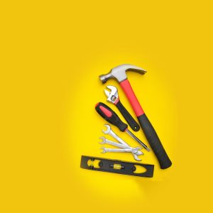 brand image depicting physical tools as a reference for digital toolkits