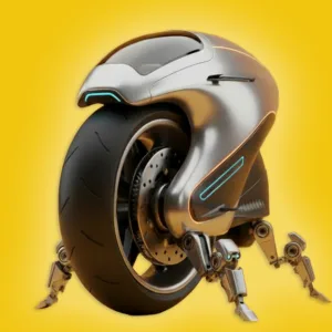 Brand image of a futuristic motorbike symbolising bots and Ai